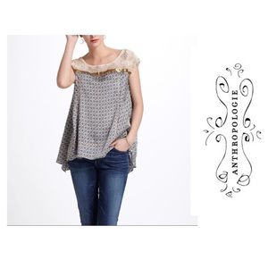 Anthropologie Floreat Gold Stream boho Top M